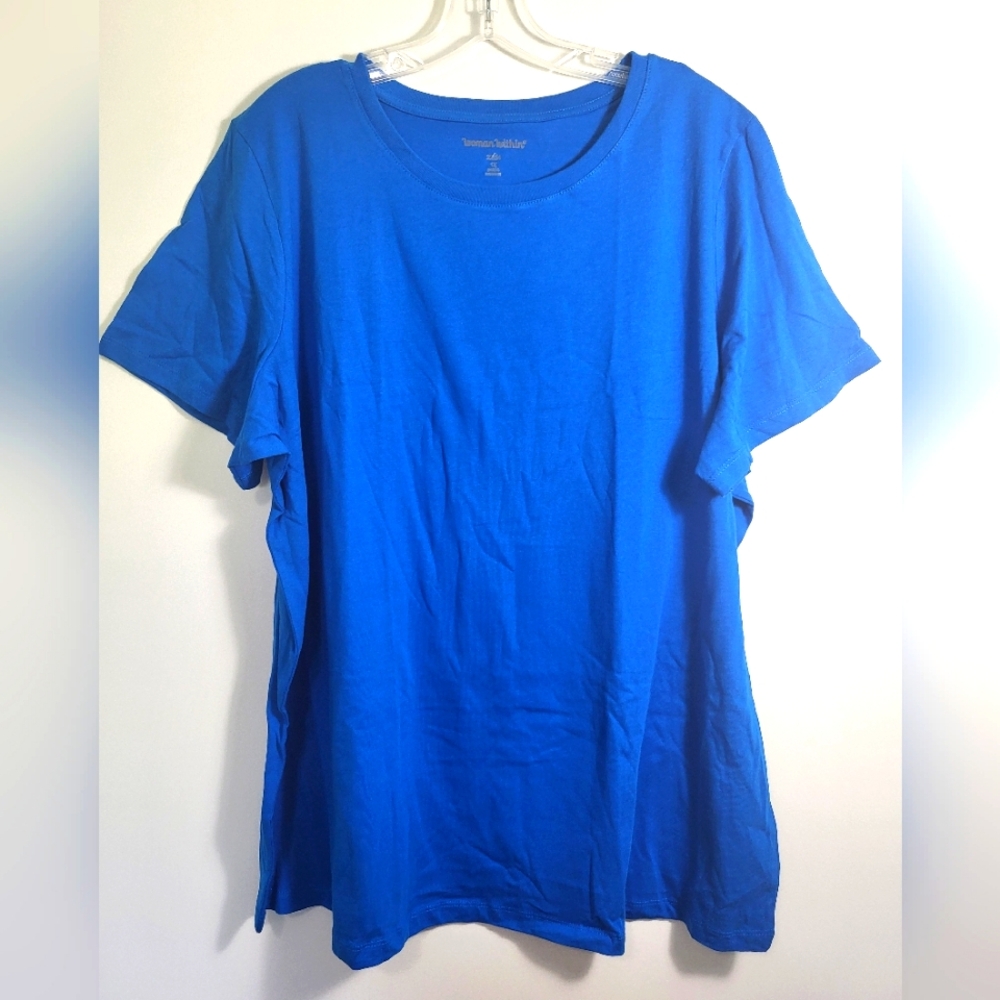 NWT Woman Within blue short sleeve tunic women's 1X  #2225